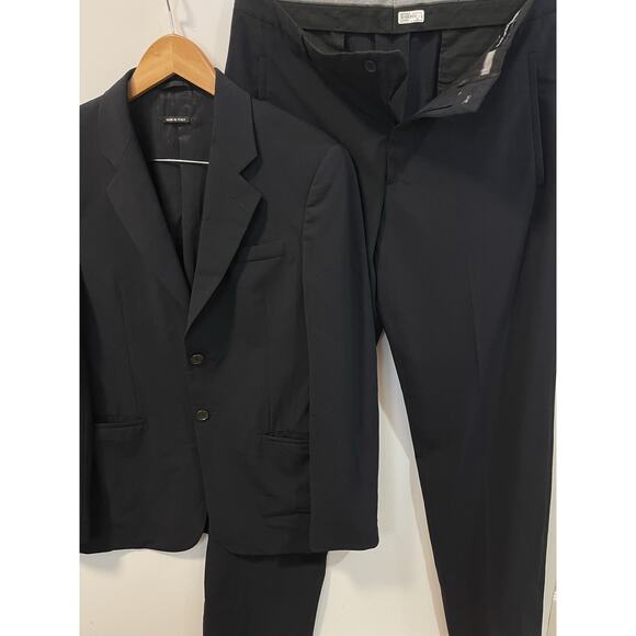 Giorgio Armani Borgo 21 2 Piece Wool Suite Men Size 48 Italy Black - Picture 1 of 10
